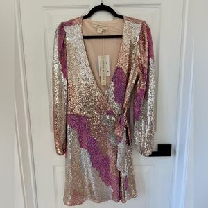 Saltwater Luxe NWT Sequin Wrap Dress Long Sleeve Anthropologie
